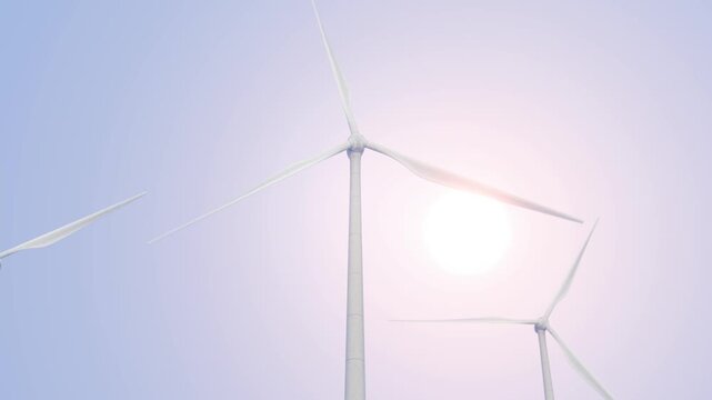 Cost effectiveness of alternative energy sources. Wind turbine safety. Wind turbine blades slowly spin. Renewable energy sources. Green energy.