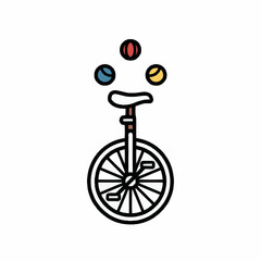 Juggler on a Unicycle with Colorful Balls © abc