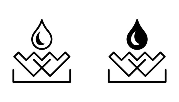waterproof icon set with water resistant and liquid proof protection symbols