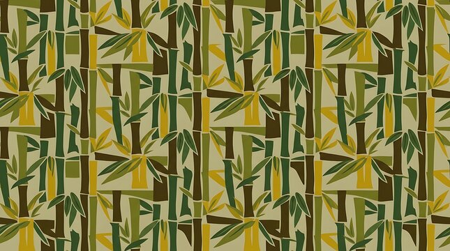 Stylized bamboo forest seamless pattern in earth tones