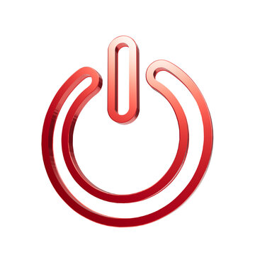 3d a3d rendered red power button representing start, stop, standby, shutdown, or activation functions for electronic devices isolated on a transparent background