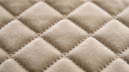 Naklejka premium Close up of beige quilted fabric texture with diamond stitching pattern soft material background for design and textile concepts