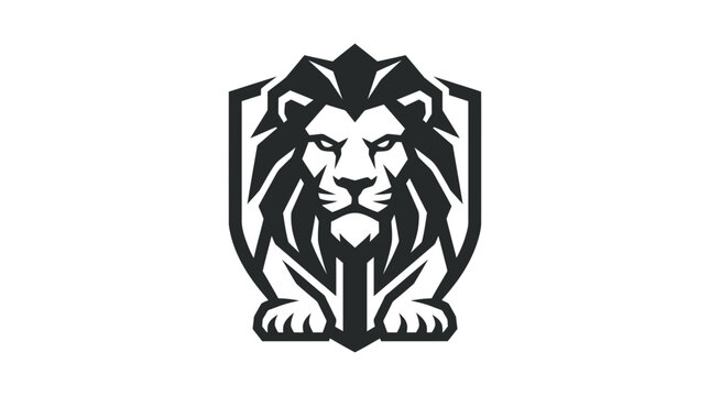 Stylized lion emblem shield symbol
