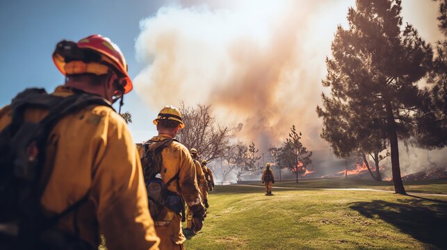 Firefighters battling the intense wildfires.