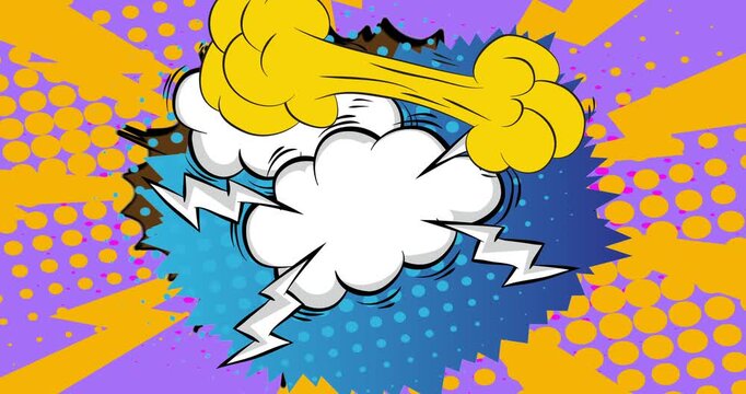 Cartoon background animation, comic book backdrop video. Retro comics pop art design.