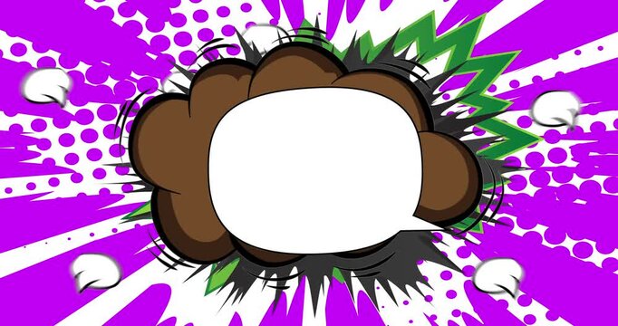 Cartoon background animation, comic book backdrop video. Retro comics pop art design.