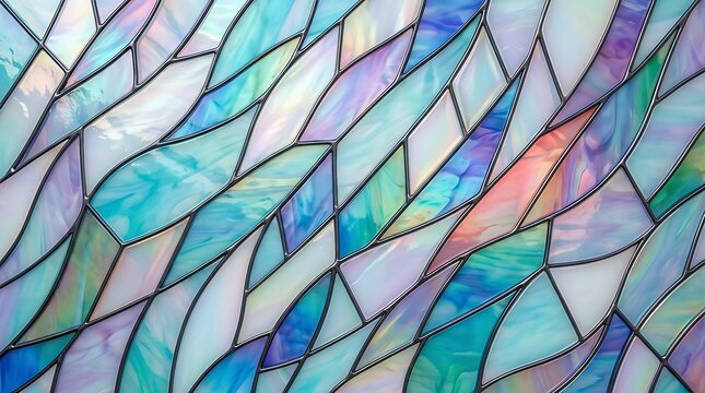 Close up of colorful stained glass mosaic pattern