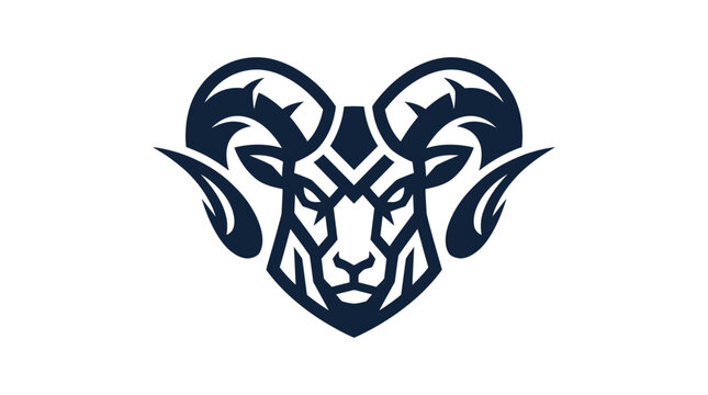 Ram head emblem dark blue vector graphic