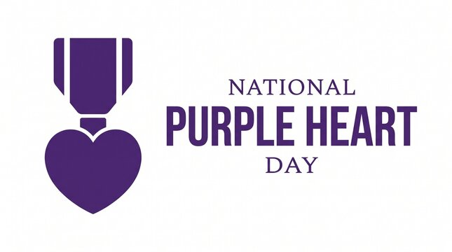 Purple heart medal and national purple heart day logo