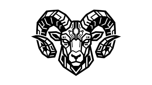 Geometric ram head icon black white
