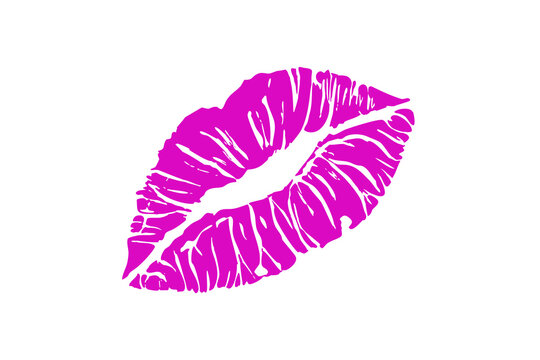 Pink lipstick kiss mark with detailed lip texture on white background. Bold beauty symbol for romance, makeup, fashion and Valentine designs. Stylish feminine graphic for modern branding.