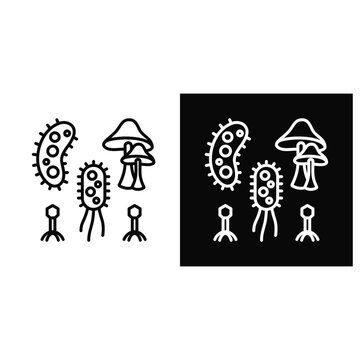 Microbial Community Icon White And Black Background Style