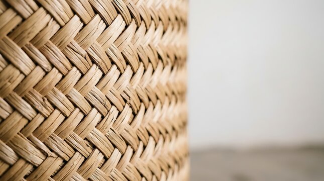 Detailed texture of a natural woven wicker basket