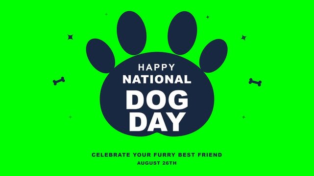 National Dog Day Poster with Paw Print on Green Background