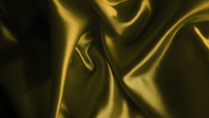 Fototapeta premium Elegant golden yellow silk satin fabric texture with soft waves