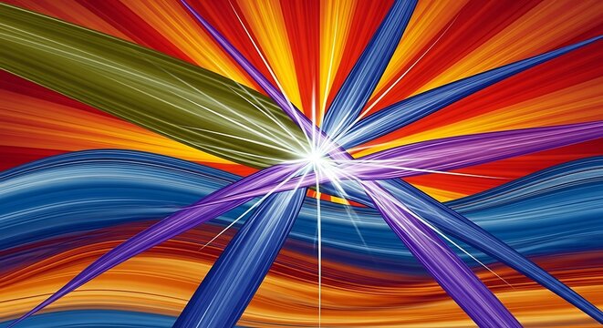 Bright colorful abstract light rays explosion design