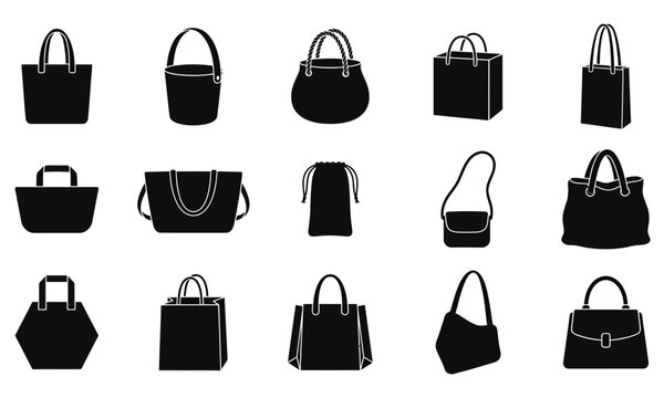 Black handbags and tote bags set illustration