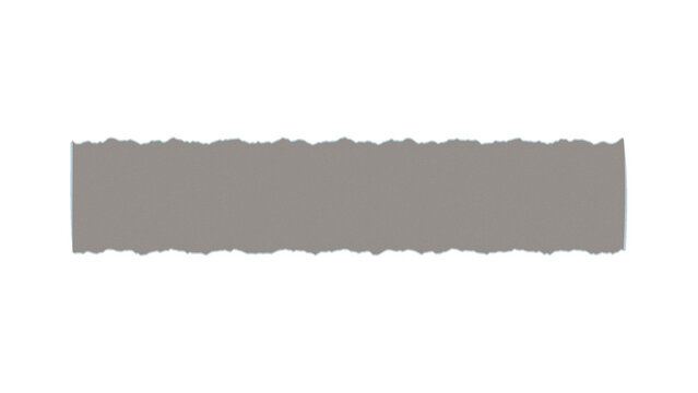 Isolated strip of grey paper with a rough torn edge for scrapbooking and design projects transparent background