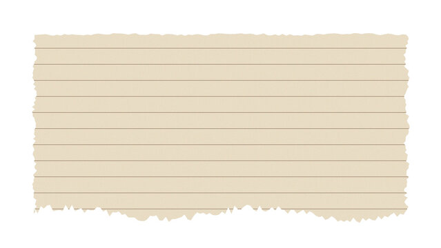 Isolated piece of vintage lined paper with torn deckled edges for creative note taking and message display transparent background