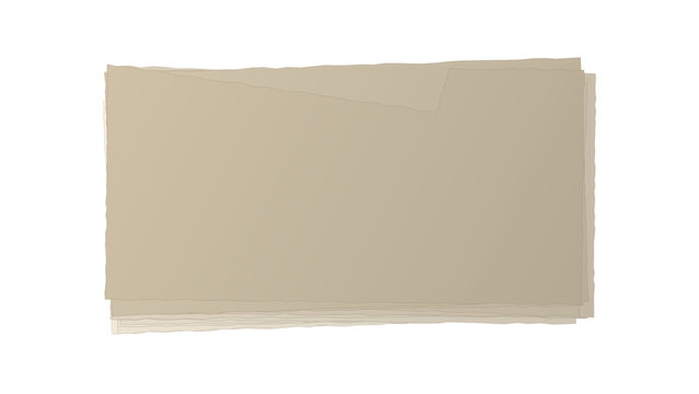 Stack of layered rectangular beige paper sheets isolated on white background transparent background