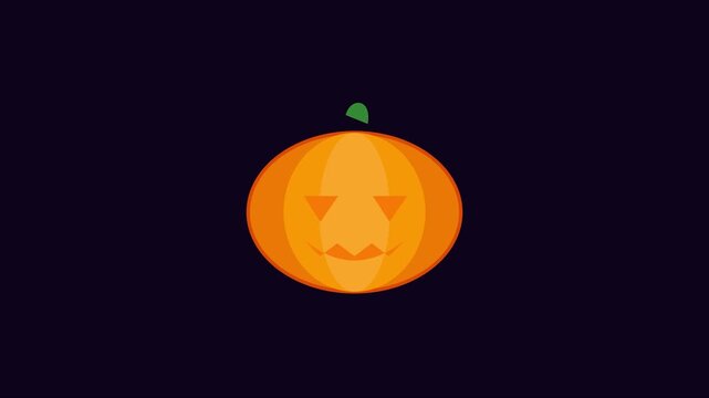 Animated halloween jack-o-lantern pumpkin glowing face loop animation 4k