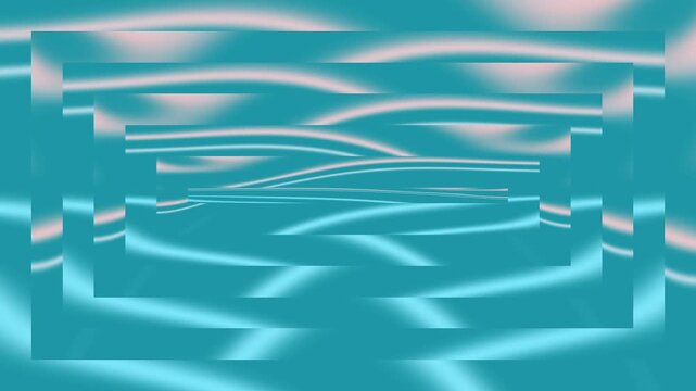 Abstract turquoise geometric motion background with repeating rectangular frames