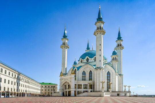 Kul Sharif Mosque building on the square in Kazan Kremlin, Tatarstan Republic of Russia