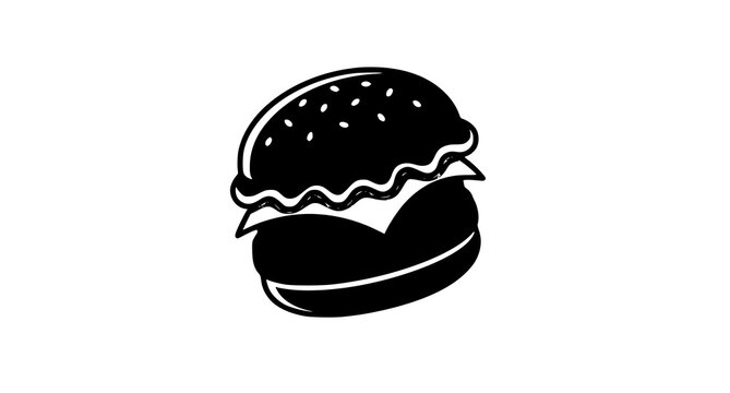Dynamic Three Quarter Hamburger Burger Food Logo Vector Icon