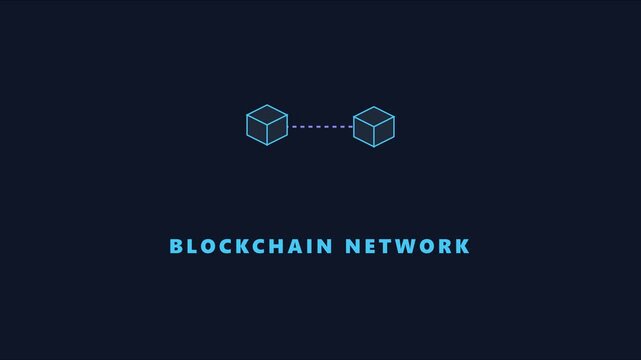 Blockchain network: digital connection of decentralized data blocks and cryptocurrency technology concept animation 4k