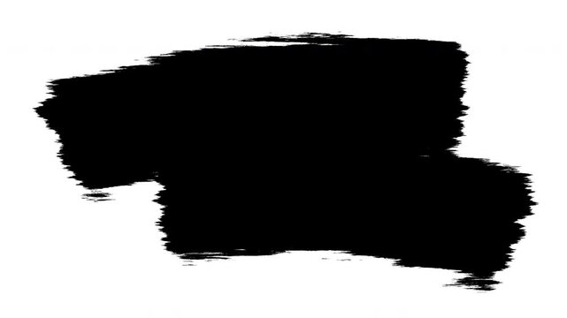 Multiple white grunge paint brush strokes wiping on black background for cinematic luma matte transition mask and video overlay effect