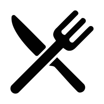 Crossed fork and knife restaurant symbol