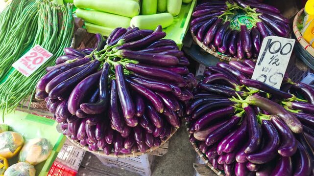 Colorful Vegetable Display at Traditional Filipino Market, Top Down View
