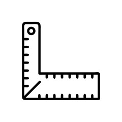 Fototapeta premium carpenter square line icon, right angle measuring ruler, construction carpentry tool and technical drafting outline vector symbol