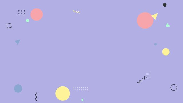 Abstract minimalist background featuring a delightful scattering of pastel geometric shapes, ideal for modern design projects, digital presentations, or dynamic animated content