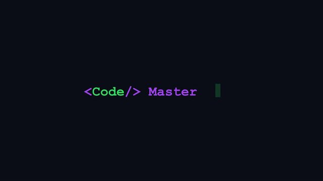 Code master terminal command line interface with blinking cursor animation for software development and programming projects 4k