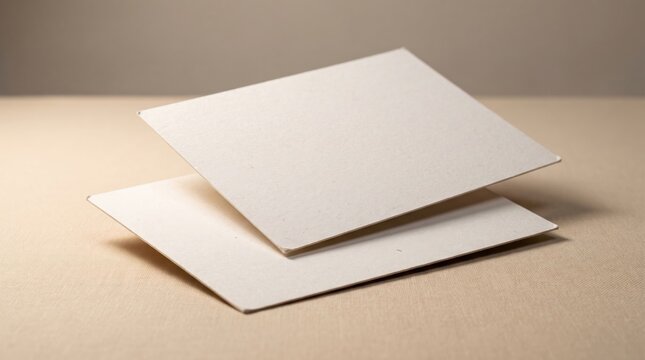 Mockup of two blank postcards on surface for design presentation