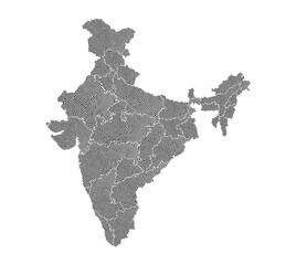 India Map Fingerprint Line Art Design with National Identity Concept © Sadam