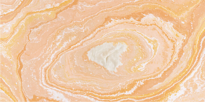 Abstract Peach and Orange Marble Texture Background, Fluid Agate Stone Vector with Cream and White Swirls
