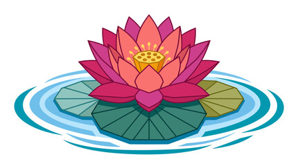 Obraz premium Pink lotus flower blooming on water surface