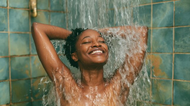 Woman taking a shower