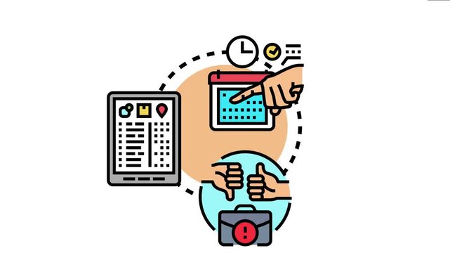 Illustration depicting the abc item prioritization process, involving task scheduling, inventory management, and decision making for urgent and standard business operations
