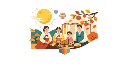 Fototapeta premium Abstract Colorful Background with Group of Happy Children and Family, Fun Cartoon Vector Illustration for Childhood, School, Birthday, Holiday and Summer Celebration