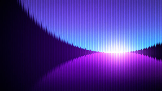Blue Purple Abstract Gradient Background with Glowing Vertical Lines, Layered Flowing Waves, Cyan Violet Ribbed Texture and Futuristic Light for Posters, Covers, Wallpapers and Digital Design