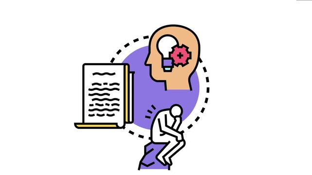 Abstract concept the intricate connection between human intellect, analytical thinking, generating innovative ideas, and the assimilation of knowledge through study and contemplation