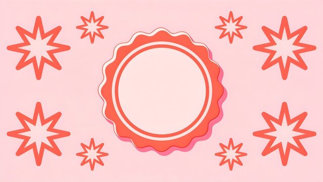 Playful Badge Label Frame Template Vertical Wobbly Circular Shape Starburst Accents Vector Background
