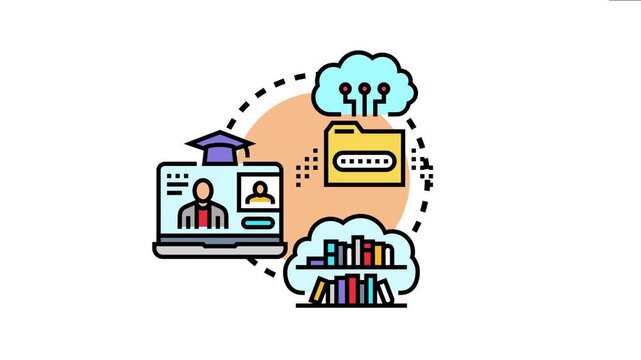 Academic content management platform integrating online learning with cloud storage, virtual library access, and educational resources for students and teachers in modern digital education