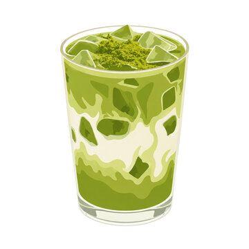 matcha latte, vecotr, illust
