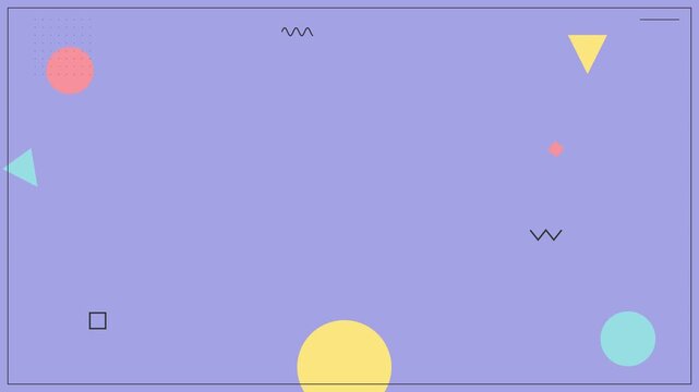Purple background with floating geometric shapes, pastel colors, minimalist design, abstract creative vector illustration template