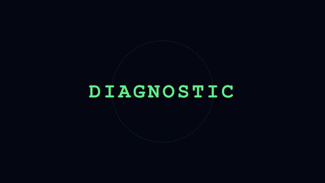 Diagnostic text animation with glitch effect for technology and medical interface 4k digital