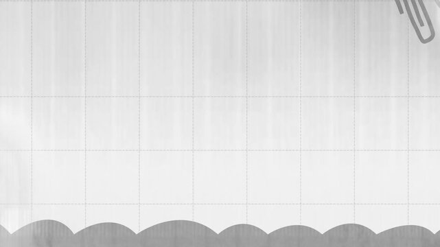 Cute animated grid paper video background loop with paperclips and bottom scalloped border